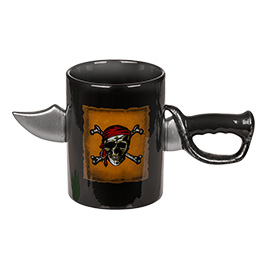 Becher Piratenmotiv mit Schwert-Griff 350 ml