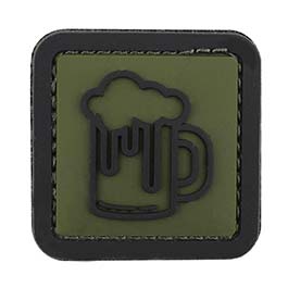 3D Rubber Patch mit Klettflche Bierkrug oliv/schwarz