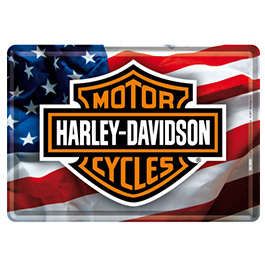 Harley Davidson Blechpostkarte USA Flagge