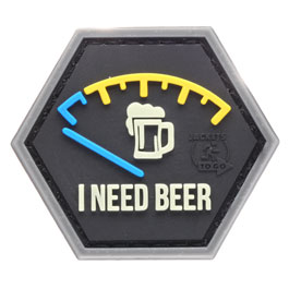JTG 3D Rubber Patch Hexagon mit Klettflche I need Beer nachleuchtend blau/gelb