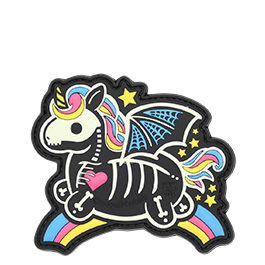 JTG 3D Rubber Patch mit Klettflche Skeleton Unicorn glow in the Dark