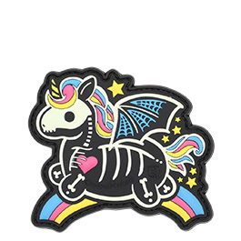 JTG 3D Rubber Patch mit Klettflche Skeleton Unicorn glow in the Dark