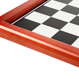 Hochwertiges Schachbrett mit rotbraunem Holz, schwarz - silberne Felder Bild 1 xxx: