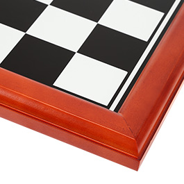 Hochwertiges Schachbrett mit rotbraunem Holz, schwarz - silberne Felder Bild 2