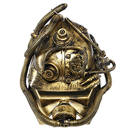 Deko Steampunk Firefighter Gashelm goldfarben Bild 6