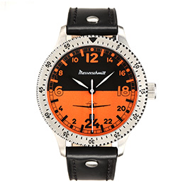 Messerschmitt Fliegeruhr ME 108 Night & Day 24h orange mit Lederarmband