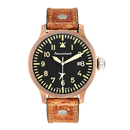 Messerschmitt Fliegeruhr Erbstck bronze mit Vintage Lederarmband