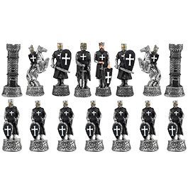 Schachfiguren Kreuzritter weiß/schwarz 32 Stück inkl. Schmuckkarton Bild 2