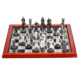 Schachfiguren Kreuzritter weiß/schwarz 32 Stück inkl. Schmuckkarton Bild 5