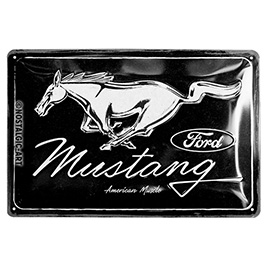 Blechschild Ford Mustang Horse Logo 30x20 cm schwarz