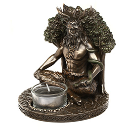Dekofigur Cernunnos Keltischer Gott der Natur bronziert mit Teelichthalter 12 x 13 cm Bild 2