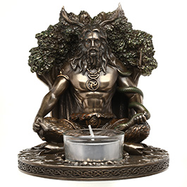 Dekofigur Cernunnos Keltischer Gott der Natur bronziert mit Teelichthalter 12 x 13 cm Bild 4