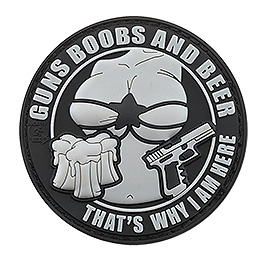 JTG 3D Rubber Patch mit Klettflche Guns, Boobs and Beer schwarz/grau