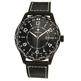Swiza Armbanduhr MAGNUS GMT PVD-Beschichtet schwarz