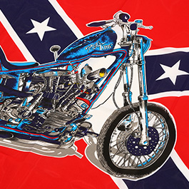 Flagge Südstaaten mit Motorrad 150 x 90 cm Bild 2