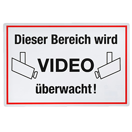 Warnschild - Dieser Bereich wird Video berwacht 30 x 20 cm