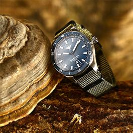 KHS Armbanduhr Seeker Steel Blue Edition Natoband steingrau-oliv Bild 5