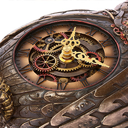 Wanduhr Steampunkeule bronziert coloriert Bild 4