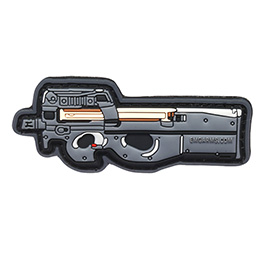 3D Rubber Patch mit Klettflche P90 PDW Personal Defense Weapon grau/schwarz