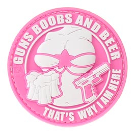 JTG 3D Rubber Patch mit Klettflche Guns, Boobs and Beer pink/wei