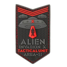 JTG 3D Rubber Patch mit Klettflche Alien Invasion X-Files Tactical Unit schwarz/rot