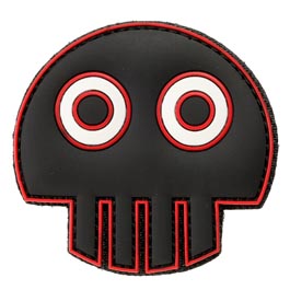 3D Rubber Patch mit Klettfläche Big Eye Skull schwarz/rot