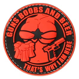 JTG 3D Rubber Patch mit Klettflche Guns, Boobs and Beer schwarz/rot