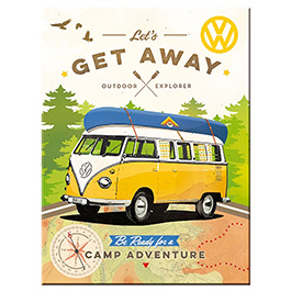 Magnet Schild - VW Bulli Let`s get Away