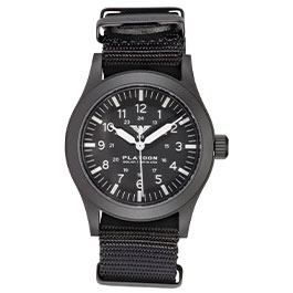 KHS Armbanduhr Platoon Black Steel Solar Natoband schwarz