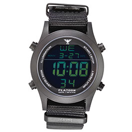 KHS Armbanduhr Platoon Black Steel Digital Natoband schwarz