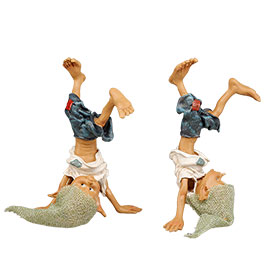 Dekofiguren Pixie Kobold macht Kopfstand 2er Set 11,8 x 15,5 cm