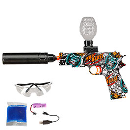 Asgard Gelpistole Actionblaster Wild Beast elektrisch inkl. Akku, Schalldmpfer, Gelkugeln & Schutzbrille