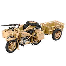 Techno 1:24 BMW R75 Gespann mit Anhänger und Panzerfaust 30 sandfarben Bild 3