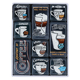 NostalgicArt Magnet-Set Anatomy of Coffee 9 kraftvolle Magnete