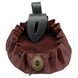 Kleinbild 1 Groe  Mittelalter Geldkatze aus Leder mit Metallschliee braun