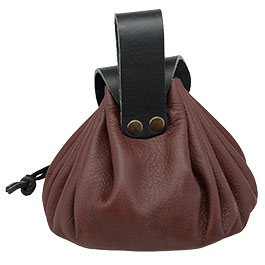 Kleinbild 3 Groe  Mittelalter Geldkatze aus Leder mit Metallschliee braun