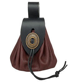 Kleinbild 4 Groe  Mittelalter Geldkatze aus Leder mit Metallschliee braun