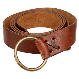 Mittelalter-Ledergrtel braun mit Messingring, ca. 190 cm