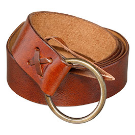 Mittelalter-Langgrtel 150 cm braun aus Leder mit Messingring