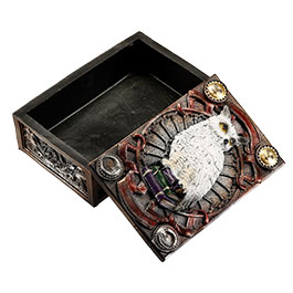 Kleinbild 2 Braune Tarotbox Zaubereule sitzt auf B�cherstapel