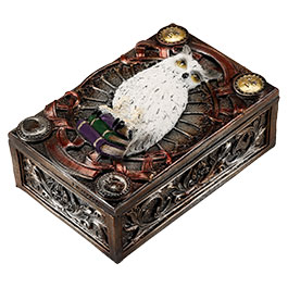 Kleinbild 3 Braune Tarotbox Zaubereule sitzt auf B�cherstapel