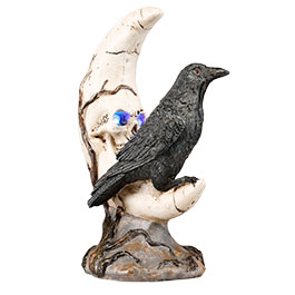 Kleinbild 5 Rabe sitzt auf Schdelmond, Augen mit LED-Licht