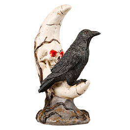 Kleinbild 6 Rabe sitzt auf Schdelmond, Augen mit LED-Licht