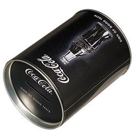 Kleinbild 10 Blech-Spardose Coca-Cola-Logo schwarz