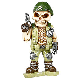 Produktbild zu Dekofigur Army Skull 2 Guns Skelett Totenkopf mit 2 Pistolen ...