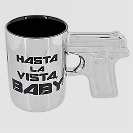 Produktbild zu Out Of The Blue Becher silberfarben Hasta la vista baby mit  ...