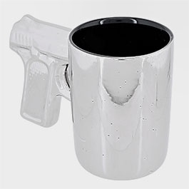 Kleinbild 5 Out Of The Blue Becher silberfarben Hasta la vista baby mit Pistolengriff 350 ml