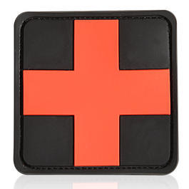 3D Rubber Patch medic schwarz rot 5 x 5 cm