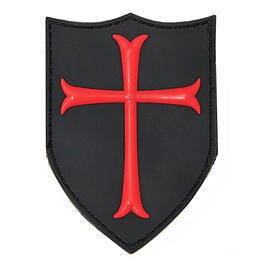 3D Rubber Patch mit Klettflche Kreuzritter schwarz/rot