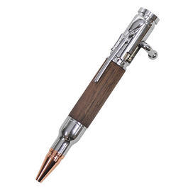 Kugelschreiber Patrone Chrom mit handgemachtem Nußbaumholz